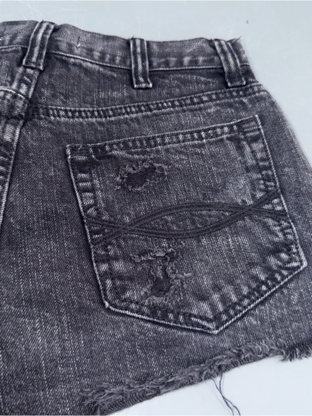 Abercrombie & Fitch Black Distressed Denim Cutoff Shorts - Picture 11 of 12